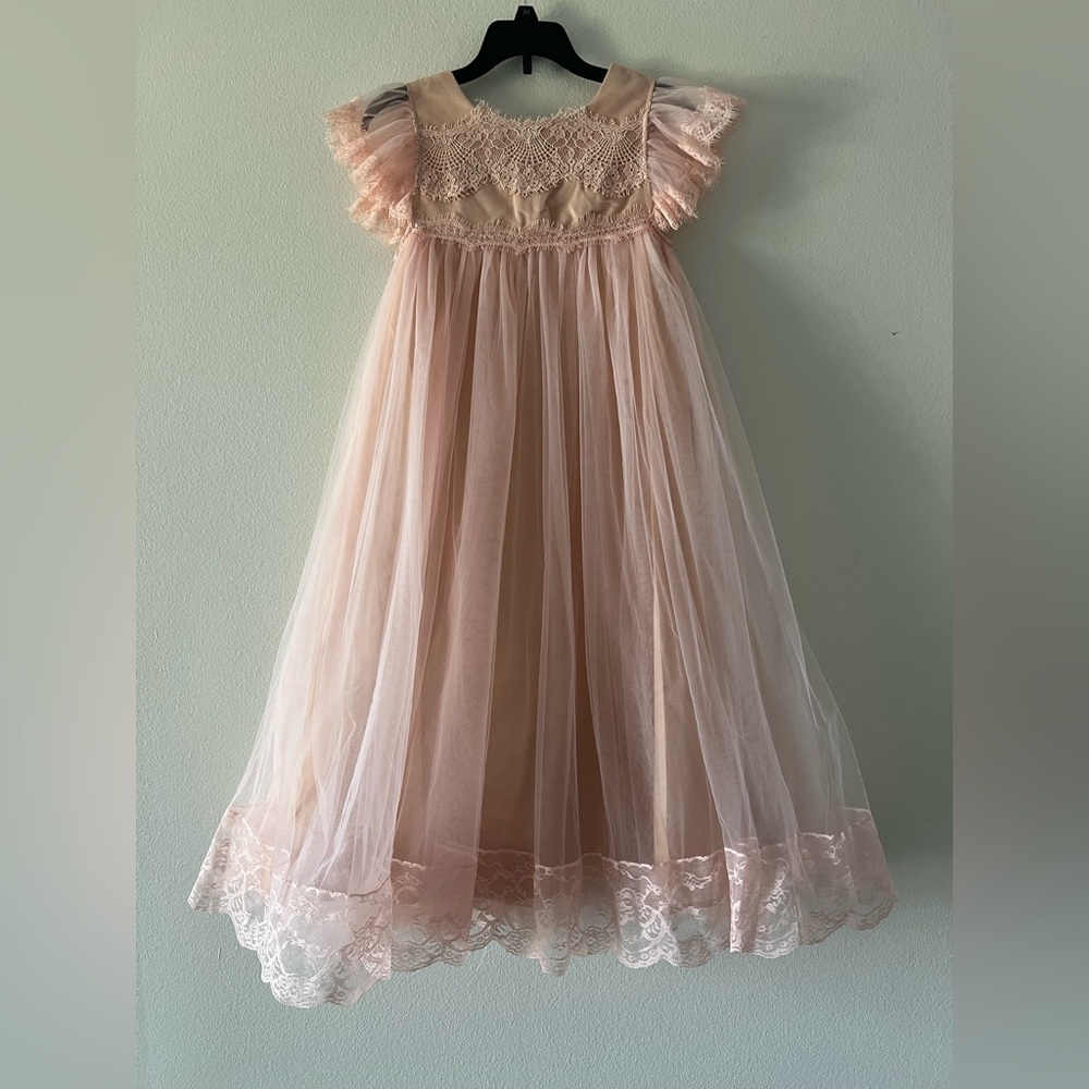 NWT Adriana Trish Scully Child Light Pink Lace Dress